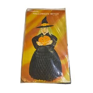 Vintage Dennison Halloween Witch Honeycomb Centerpiece 14.75" 83-603